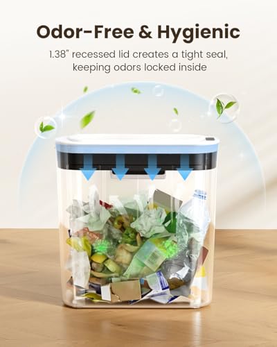 Image of Cesun 5 Gallon Automatic Bathroom Trash Can with Lid, White, Touchless
