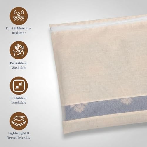 Image of Aliensware Pack of 12 Big Size Cotton Saree Bags /Covers For Storage With Zip Closure & Durable Mesh Window For Wardrobe Organizer, Clothes Bags, Salwar, Shirt, Multi-Purpose use (36 x 37 cm)-Beige