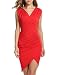 ANGVNS Women V Neck Sleeveless Knee Length Night Party Pleated Dress(M,Red)