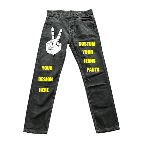 Custom Jeans Design Your Own Jeans Add Photo/Text/Logo Customized Jeans for Men Women Personalized Classic Jeans