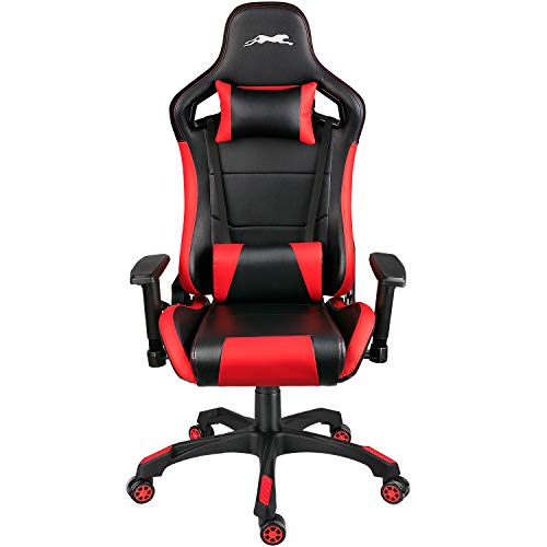Leopard Gaming Chair, High Back PU Leather Office Chair, Adjustable Video Gaming Chairs, Swivel Racing Chair with Adjustable Armrest (Black/Red) — view 4