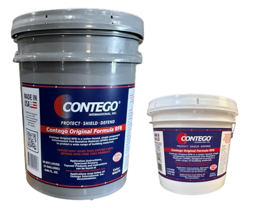 Contego Original Formula Intumescent Fire Resistant Coating (1 gallon) for Homes Garages Nurseries Bedrooms & Kitchens. No VOCs. Restricts Fire Movement Reduces Smoke