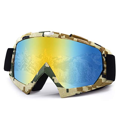 Dirt Bike Goggles, Windproof Motorcycle Goggles, Ski Goggles, UV Protective ATV Goggles, Riding Goggles, Racing Mx Goggles for Men Women Youth with Goggles Cloth and Bag … (camouflage 2)