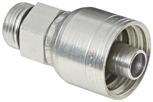 Image of Aeroquip 1AA8MB8 Carbon Steel Global TTC (Thru the Cover) Crimp Hose Fitting Male Boss O-Ring, Straight, 1 /2 inch Hose ID, 3 /4 inch - 16 Thread