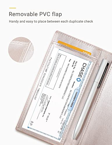 Image of Zreal Checkbook Cover for Men & Women, Premium Vegan Leather Checkbook Holder for Top & Side Tear Duplicate Checks with RFID Blocking (Champagne)