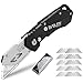 Produktbild BIBURY Universalmesser, Portabel Teppichmesser, Aktualisierte Version Universal-Klappmesser, Cuttermesser mit 10 zusätzlichen SK5 Edelstahlklingen mit Gürtelclip und Safety-Lock-Design - Schwarz