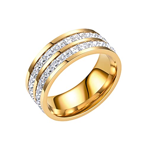 Simplify Thermogenic Slimming Ring, Vikander Thermogenic Moissanite Spinner Ring, Vikander Thermogenic Moissanite Ring, einreihige diamantbesetzte rotierende Ringe (Gold,B,10) Cover