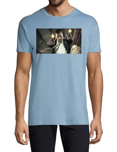 T-shirt homme en coton premium bleu clair coupe Shooting Crew Neck