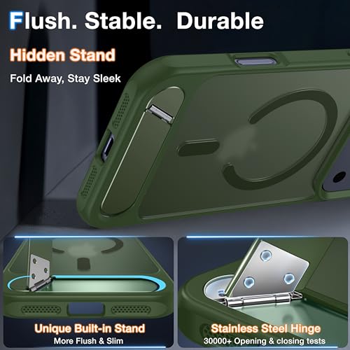 Support magnétique pour iPhone 17 Pro avec béquille cachée silicone mat - 3