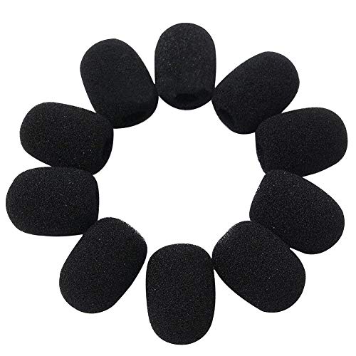 Microphone Windscreen, Sponge Foam Black Mini Microphone Headset Windscreen Mic Cover for Lavalier Lapel Microphone, 10 PCS/Lenght: 28mm, Width: 22mm, Inner Caliber: 8mm