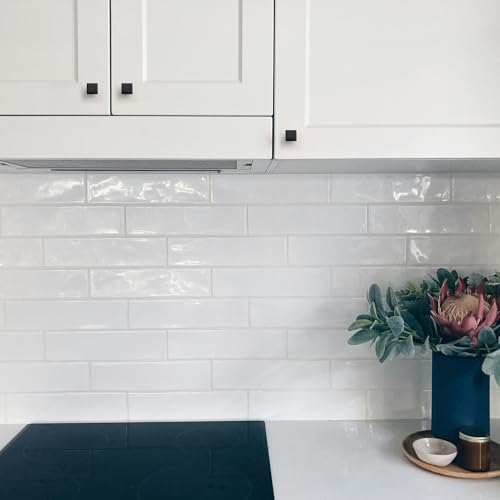 Image of Ravinte 10 Pack 1-3 /16 Inch Matte Black Kitchen Square Cabinet Knobs Solid Drawer Pulls Black Single Hole Kitchen Cabinet Hardware Knobs for Cabinets and Drawers