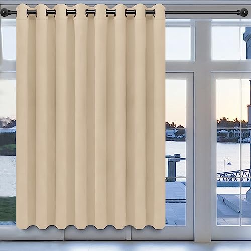 Easy-Going Blackout Door Curtains for Bedroom, Solid Thermal Insulated Grommet and Noise Reduction Window Drapes, Room Darkening Curtains for Living Room, 1 Panel (100x84 in, Beige) 100"W x 