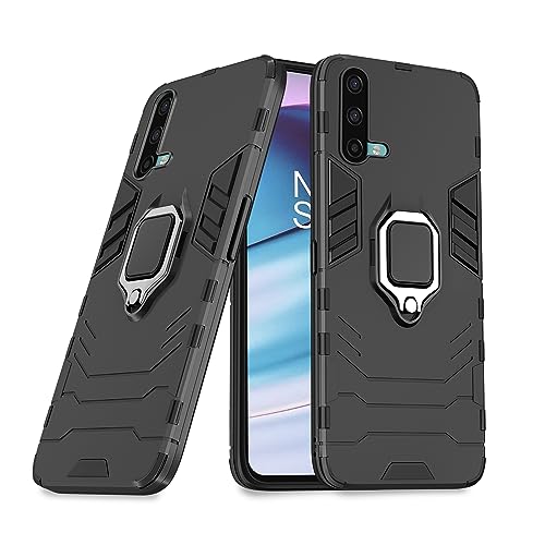 Image of Pikkme Back Cover for OnePlus Nord Ce 5G | 360 Protection | Ring Holder | Kickstand | Tough Armor Case (Black)