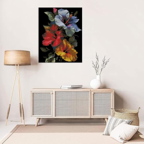 Image of Flowers Stamped Cross Stitch Kits Flowers Cross Stitch Patterns,Dimensions Cross Stitch Kits Embroidery Kit Arts and Crafts for Beginners 15.7x11.8 inch