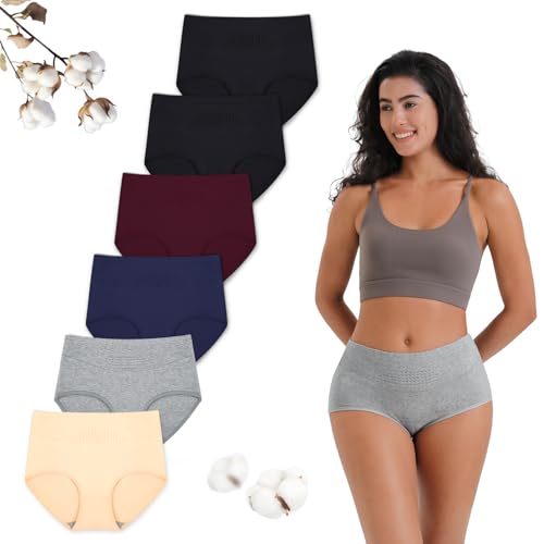 Listado de Tiendas de Ropa Interior para Dama para comprar hoy. 45 EKQ Ropa Interior Mujer, Calzones de Cintura Alta Algodon Elásticas Pantaletas para Mujer Suave y Transpirable Bragas Mujer Paquete de 6