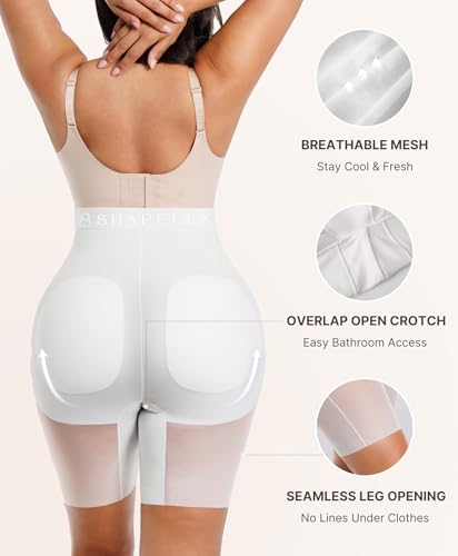 Image of SHAPELLX Butt Lifting Shapewear for Women Tummy Control Padded Shorts High Waisted Faja Body Shaper with Butt Pads