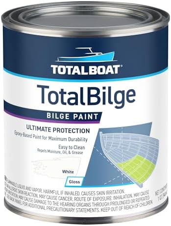 TotalBoat TotalBilge Epoxy Based Bilge Paint for Boat Bilges, Bulkheads, Engine Rooms and Locker Areas, White, 1 Quart (Pack of 1)