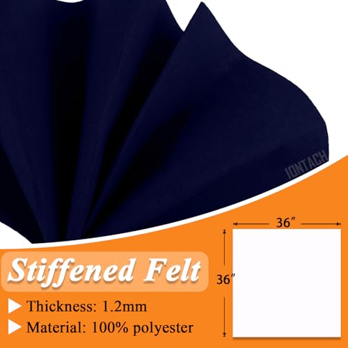 Image of IONTACH 36 inch X 36 inch Stiff Felt Fabric 1.2mm Thick (Navy Blue) | Felt Sheet for Craft, Sewing, Patchwork, Liner Decorations, School Projects, Home Decor
