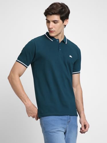 Image of Dennis Lingo Men's Cotton Solid Regular Fit Mandarin Collar Short Sleeve Polo Tshirt