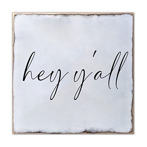 Alioyoit Wooden Pallet Sign Hey Y'all Rustic Motivational Wood Hanging Door Plaque Wood Pallet Sign Plaque Hook Included Classical Family Sign Home D¨¦cor for Farmhouse Kitchen