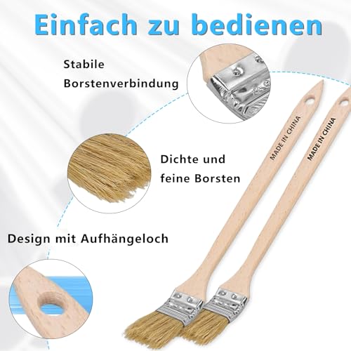 Pinsel Langer Stiel, 10 Stück Heizkörperpinsel, Ecken Pinsel, Kalorienbinderpinse, Helle Borste Kräftige Polymix Borste, Gebogener Kalorienbinderpinsel, 25 mm Breit, 40cm Lang