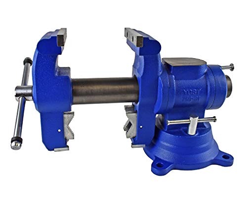 Yost Vises 750-Di Multi-Jaw Rotating Vise System | 2 In 1 Multipurpose Bench And Pipe Vise | Secure Grip With Swivel Base | Made With A Combination Of Ductile Iron & Hardened Steel | Large, Blue #TOP6