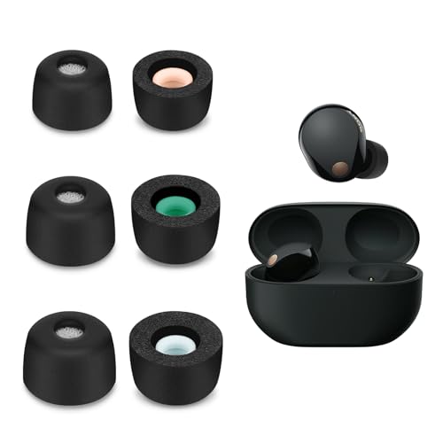 Seminer 3 works Replacement In-Ear Headphones Compatible with Sony WF-1000XM5-3 Sizes, Padded Earplugs In-Ear Earphones (S/M/L, Black)