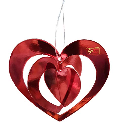 Image of 3D Metallic Foil Board Hanging Decorating Kit (Set of 16 Pieces) (Red Hearts)