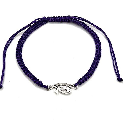 PULSERA MACRAME OJO DE HORUS EN PLATA DE LEY (MORADO)