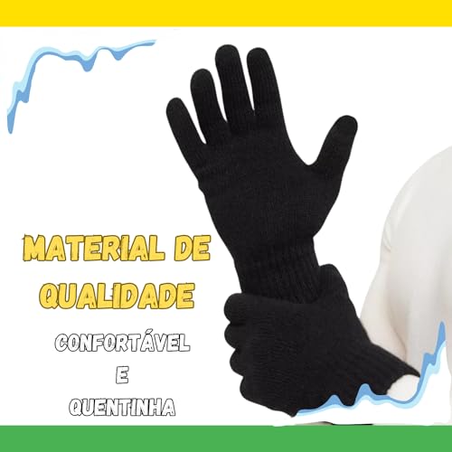 Conjunto Gorro Touca + Luva Inverno Lã Masculino Pelinho Frio Masculino Feminino