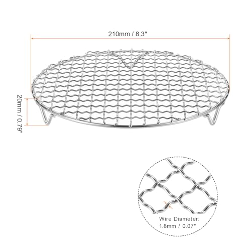 HARFINGTON 2pcs Round Cooking Rack 8.3-inch 201 Stainless Steel Cross Wire Barbecue Grill Net with 20mm Legs for Cooking Baking Steaming BBQ