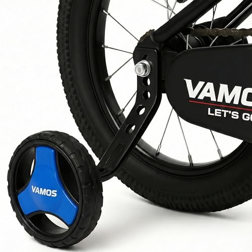 Image of Vamos Pro adjustable side support training wheels for kids cycle 14 to 20 inch (14T,16T,18T,20T) Heavy-Duty steel brackets Universal Fit, Easy installation side wheels for safe ride (Blue)