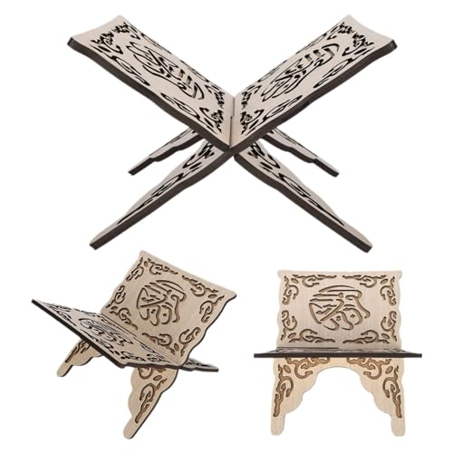 Soporte de madera para Corán plegable que evita dolores en la lectura 4