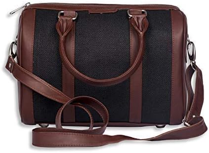 ZOUK Black Solid Vegan Leather Handmade Women's Handbags with double handles and detachable Sling Strap - Jet Black