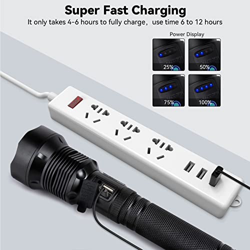 Flashlights High Lumens Rechargeable, Super Bright 990000 Lumens Flashlights with USB Cable, Brightest LED Flashlight for Emergencies, High Powered Flash Light IPX6 Waterproof 7 Light Modes Zoomable