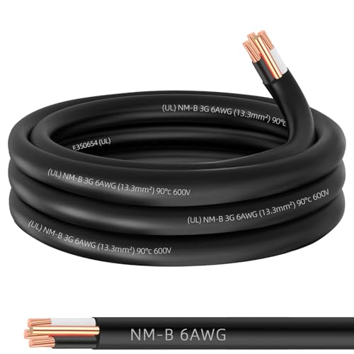 NM-B 6/3 Wire with Ground,15ft 6 AWG Copper Wire 6...