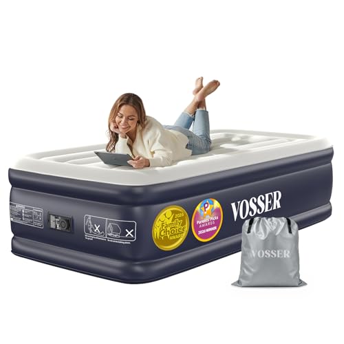 VOSSER Twin XL Air Mattress with Built in Pump Raised,80' Long,Upgraded 18''Inflatable Mattress,Self Inflatable Blow Up Mattress in 2 Mins,Twin Size Air Mattress with Carry Bag for Home,Camping