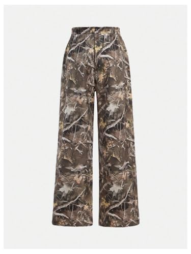 Girl's Wide Leg Camo Pants Elastic High Waisted Baggy Long Trousers Streetwear2