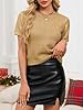Short Sleeve Sweater Women Gold Metallic Crackled ... #1
