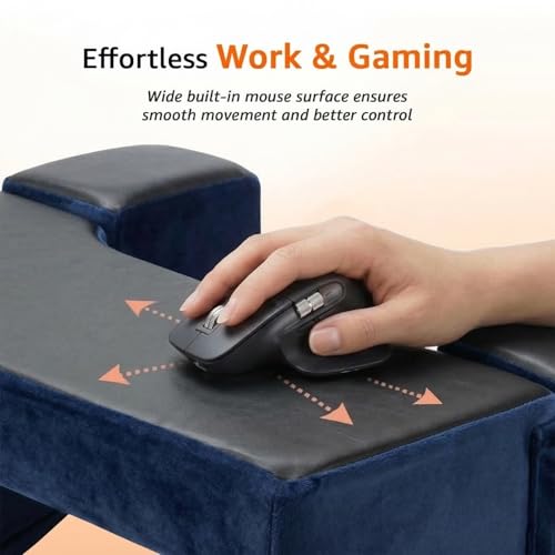 Image of Amazon Basics Foam Lapdesk Pillow for Laptop, Ergonomic Laptop Table Pillow for Bed, Sofa & Floor, Adjustable Height & Side Pocket, Portable Lap Desk for Work from Home, Study & Travel - Navy Blue