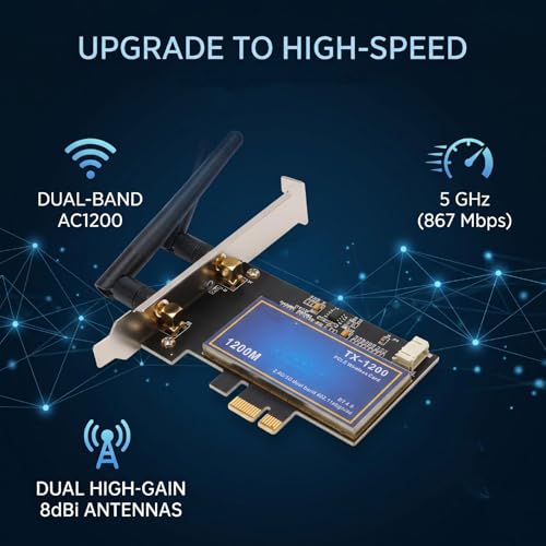 Tarjeta de Red WiFi Dual Band PCIe Zunate con Bluetooth 4.0, 867Mbps 5GHz 300Mbps 2.4GHz, Adaptador Inalámbrico con Dos Antenas Externas de 8dBi, 802.11ac para PC de Escritorio miniatura 3