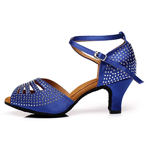 RUYBOZRY Damen Strass Tanzschuhe Latein Salsa Bachata Übung Performance Tanzschuhe,YCL399-Blau-5,EU 39 Cover