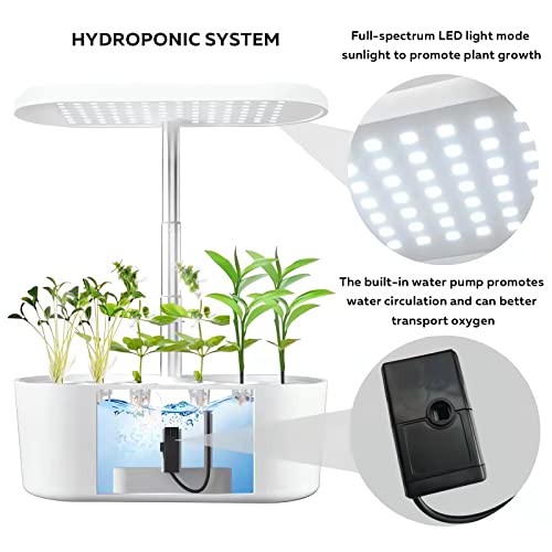 Svnooc Hydroponics Growing System Indoor Herb Garden With 104 Leds 10 Pods, Full-Spectrum Plant Grow Light, Visual Water Scale, Automatic Timer, Height Adjustable(7'' To 19''), 4L Water Tank (White) #TOP4