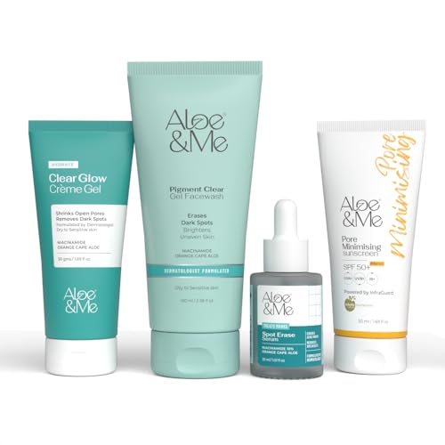 Image of Aloe&Me 4-Step Pigment Clear Kit, Dermatologist-Formulated Skincare Set for Dark Spots and Uneven Skin Tone