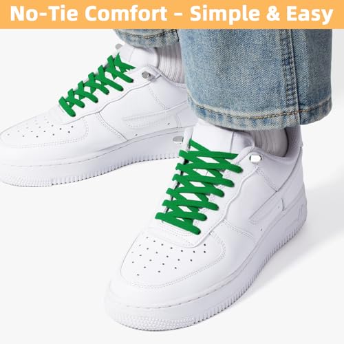 Image of Stepace 2 Pairs Elastic No Tie Shoe Laces for Kids and Adults Sneakers, Stretch Flat Tieless Shoestrings