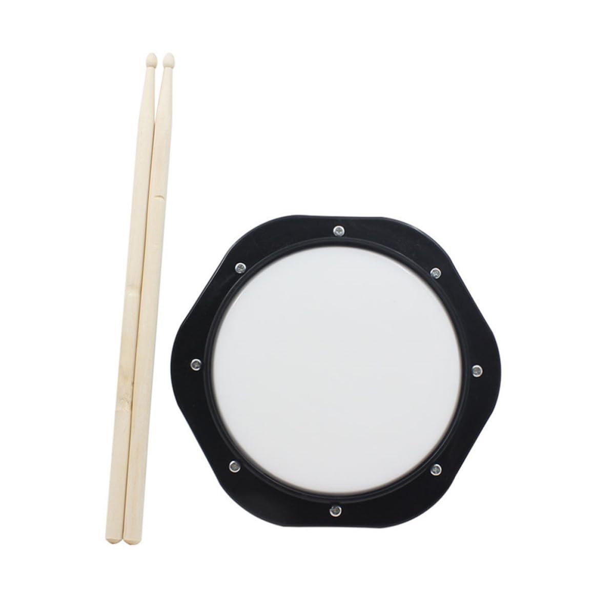 Abaodam Almohadilla con Baquetas de Práctica de Batería Material Abs y Madera de 10 Pulgadas Base Antideslizante para Bateristas Nuevos y Niños