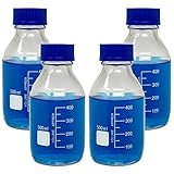 Karter Scientific 500ml Glass Round Media Storage Bottles with GL45 Screw Cap, Borosilicate Glass, 251M9 (Pack of 4)
