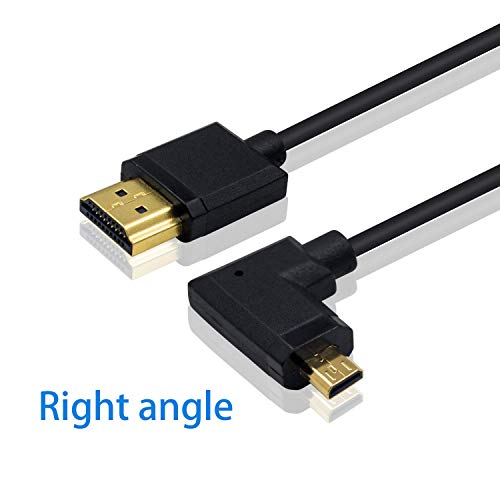 Image of Duttek Micro HDMI to Standard HDMI Coiled Cable, Extreme Slim Right Angled Male to Male for 1080P, 4K, Ultra HD, 3D (1.2M /4FT)