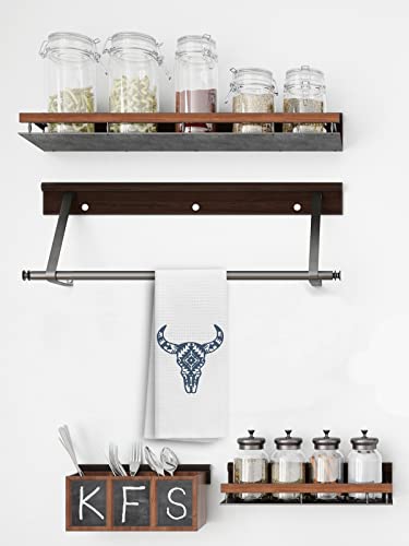 Tunw Retro Western Rustic Bull Buffalo Skull With Aztec Pattern Soft And Absorbent Kitchen Towels Dishcloth,Retro Cow Hand Towels Dish Towels 16″×24″,Western Gifts For Women Men Teen Girls Boys #TOP2