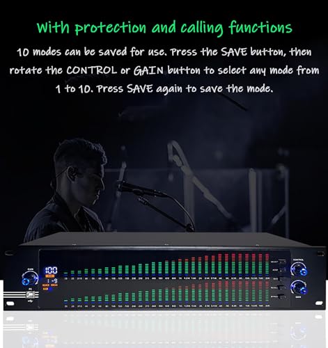 Ecualizador digital profesional de 31 bandas, reducción de ruido, 10 efectos preestablecidos guardables, indicador de nivel estéreo, sistema de sonido profesional, equipo para karaoke (Tamaño: EQ-777S) miniatura 7